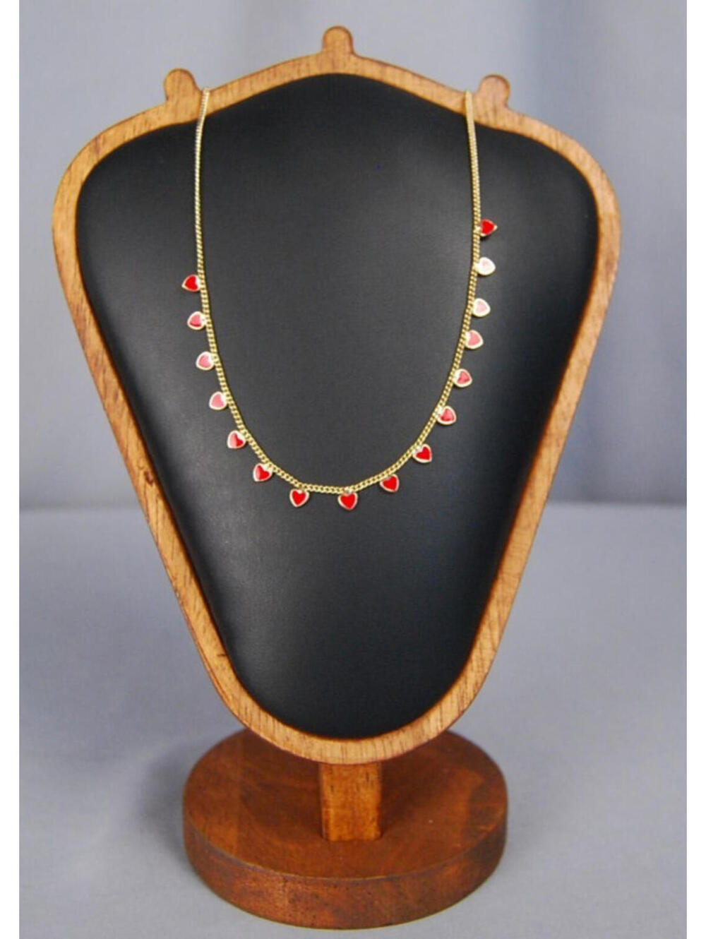 Coquette Core LOFT Red Enamel Heart Gold Charm Chain Necklace NWOT